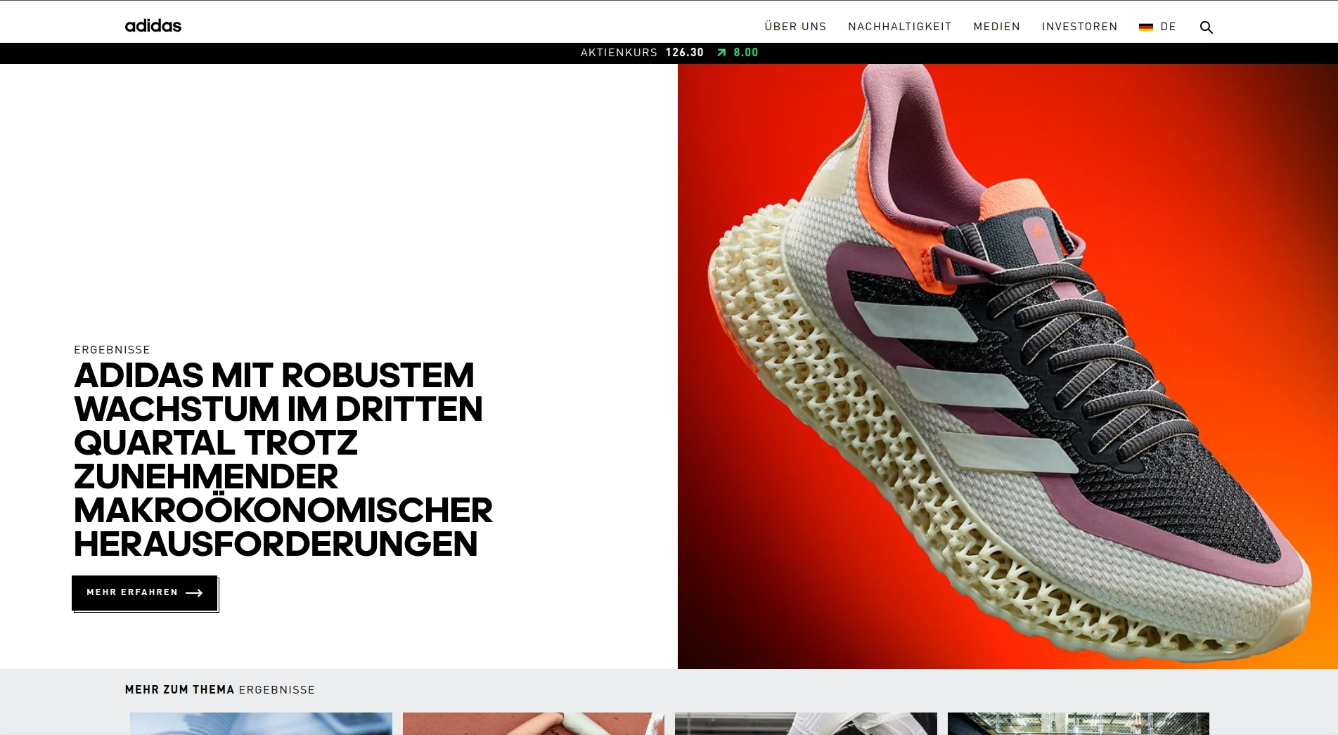 Auszug aus der Webseite 'adidas Group'