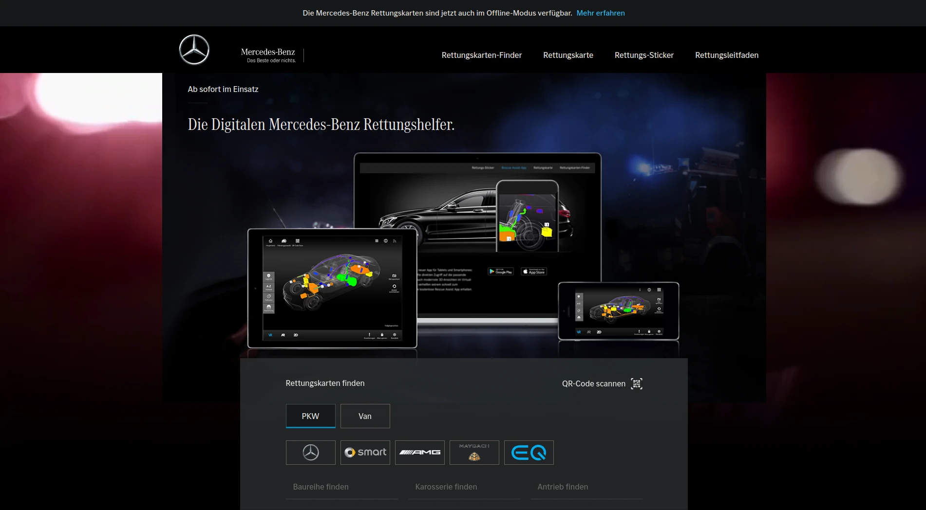 Auszug aus der Webseite 'Mercedes-Benz Rettungshelfer'